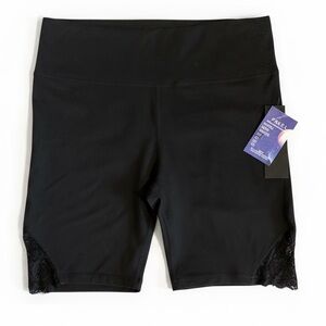 Mono B Black High Rise Lace Trim Bike Gym Shorts XL NWT Activewear